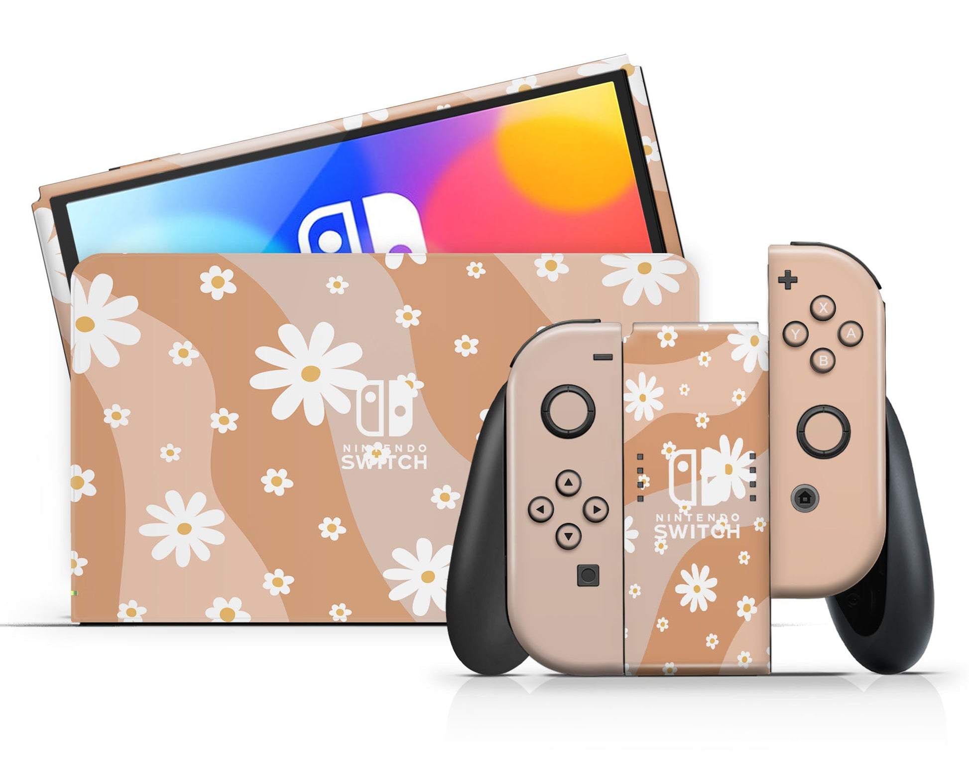 Lux Skins Nintendo Switch OLED Summer Daisy Classic no logo Skins - Art Floral Skin