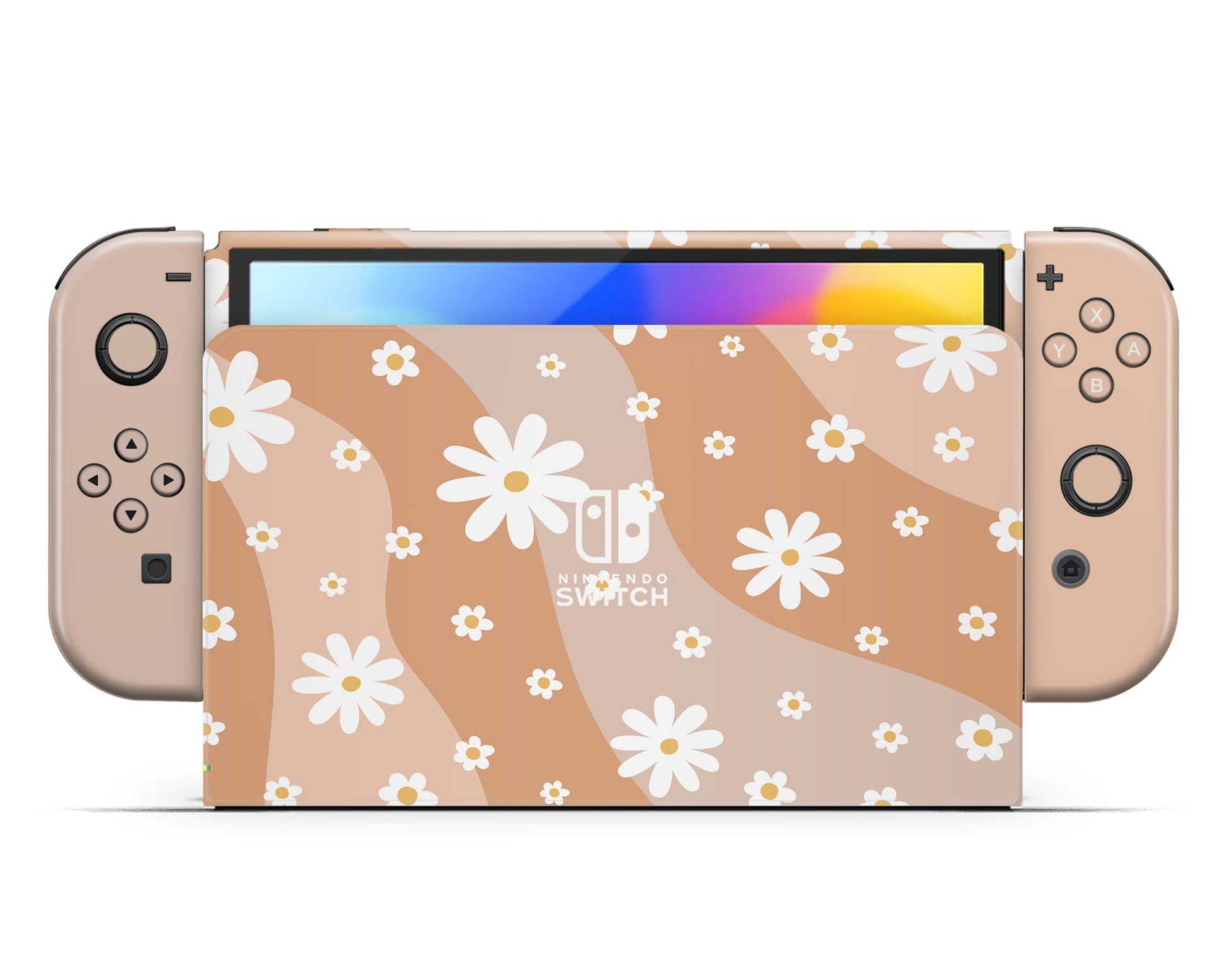 Lux Skins Nintendo Switch OLED Summer Daisy Hearts logo Skins - Art Floral Skin