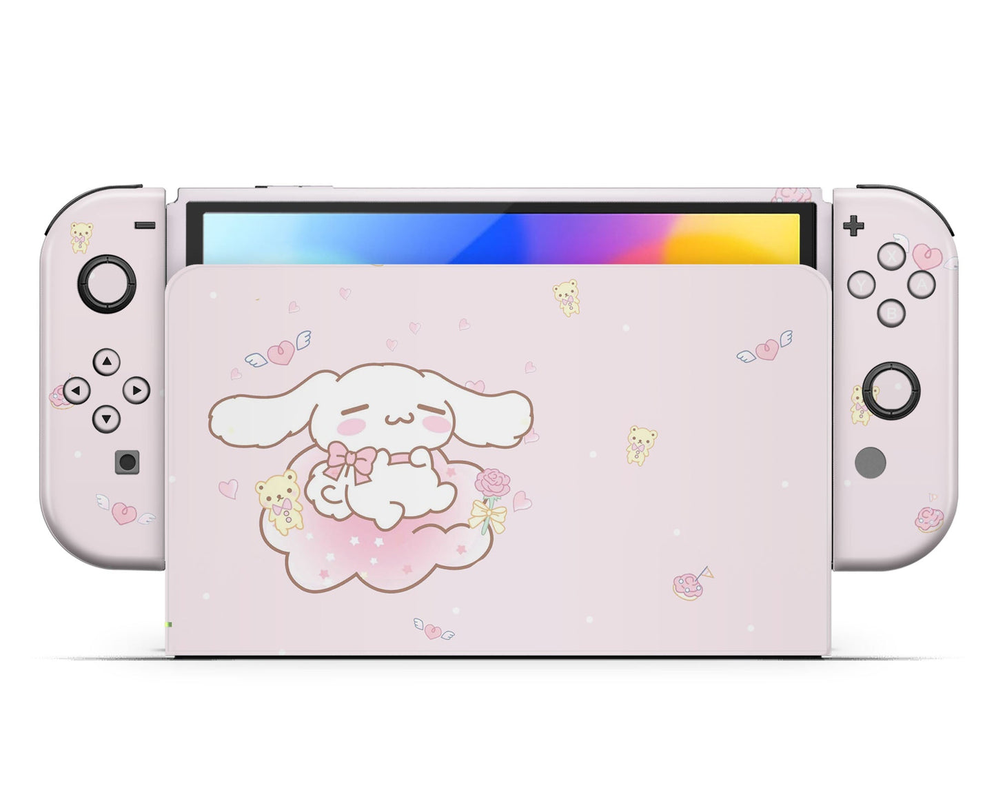 Lux Skins Nintendo Switch OLED Cinnamoroll Cloud Pink Joycons Only Skins - Anime Cinnamoroll Skin