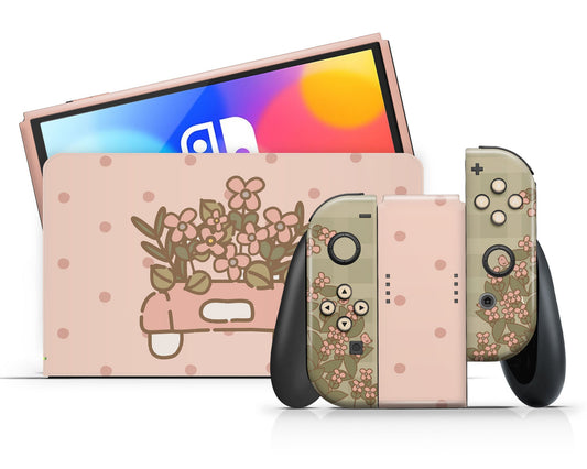 Lux Skins Nintendo Switch OLED Cottage Core Car Full Set +Tempered Glass Skins - Art Animals Skin