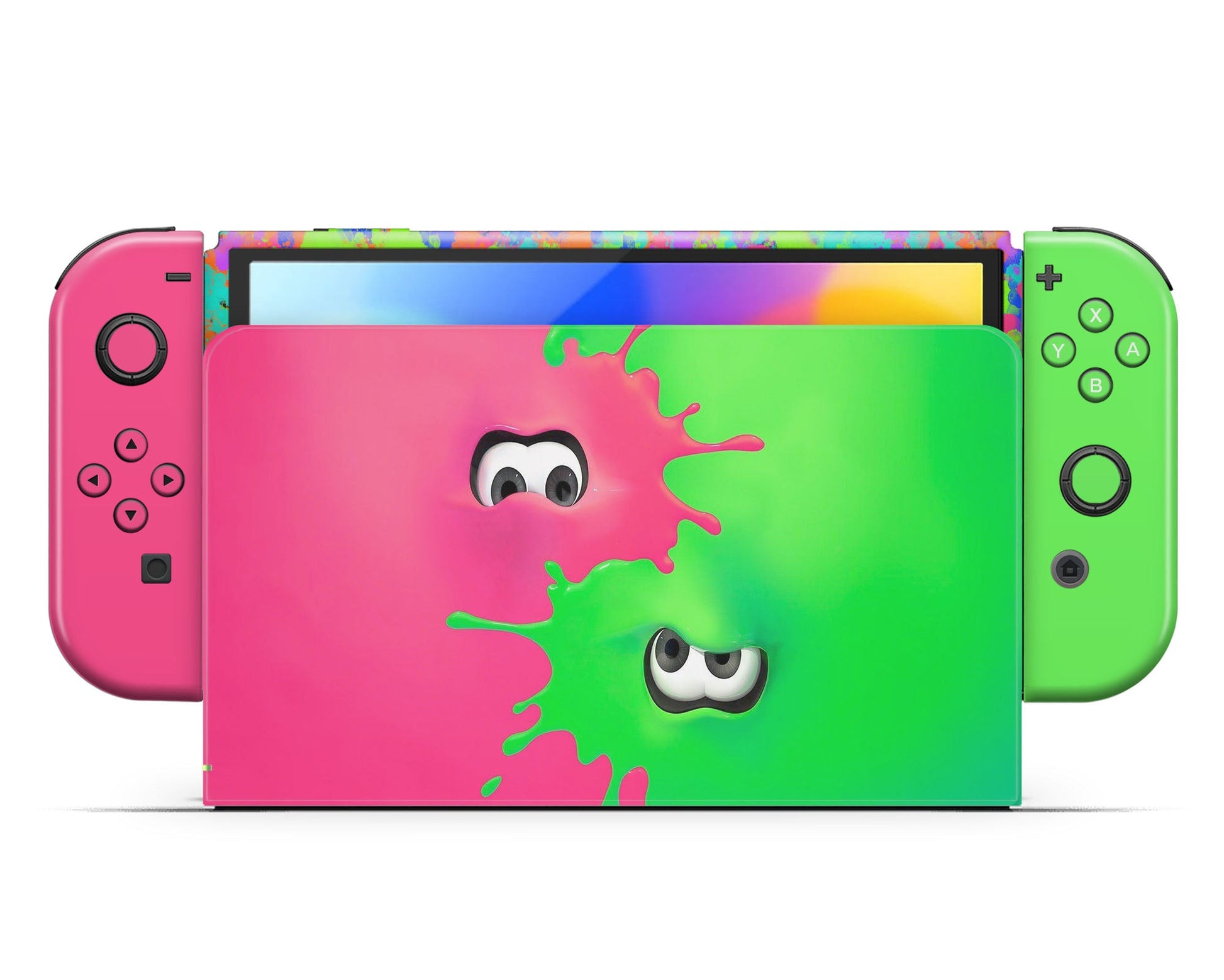 Lux Skins Nintendo Switch OLED Splatoon Pink Green Joycons Only Skins - Pop culture  Skin