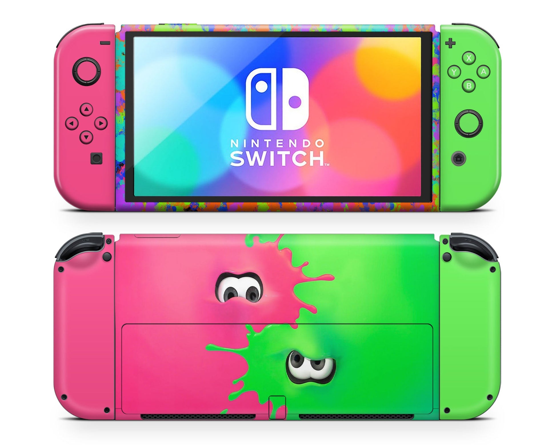 Lux Skins Nintendo Switch OLED Splatoon Pink Green Full Set Skins - Pop culture  Skin