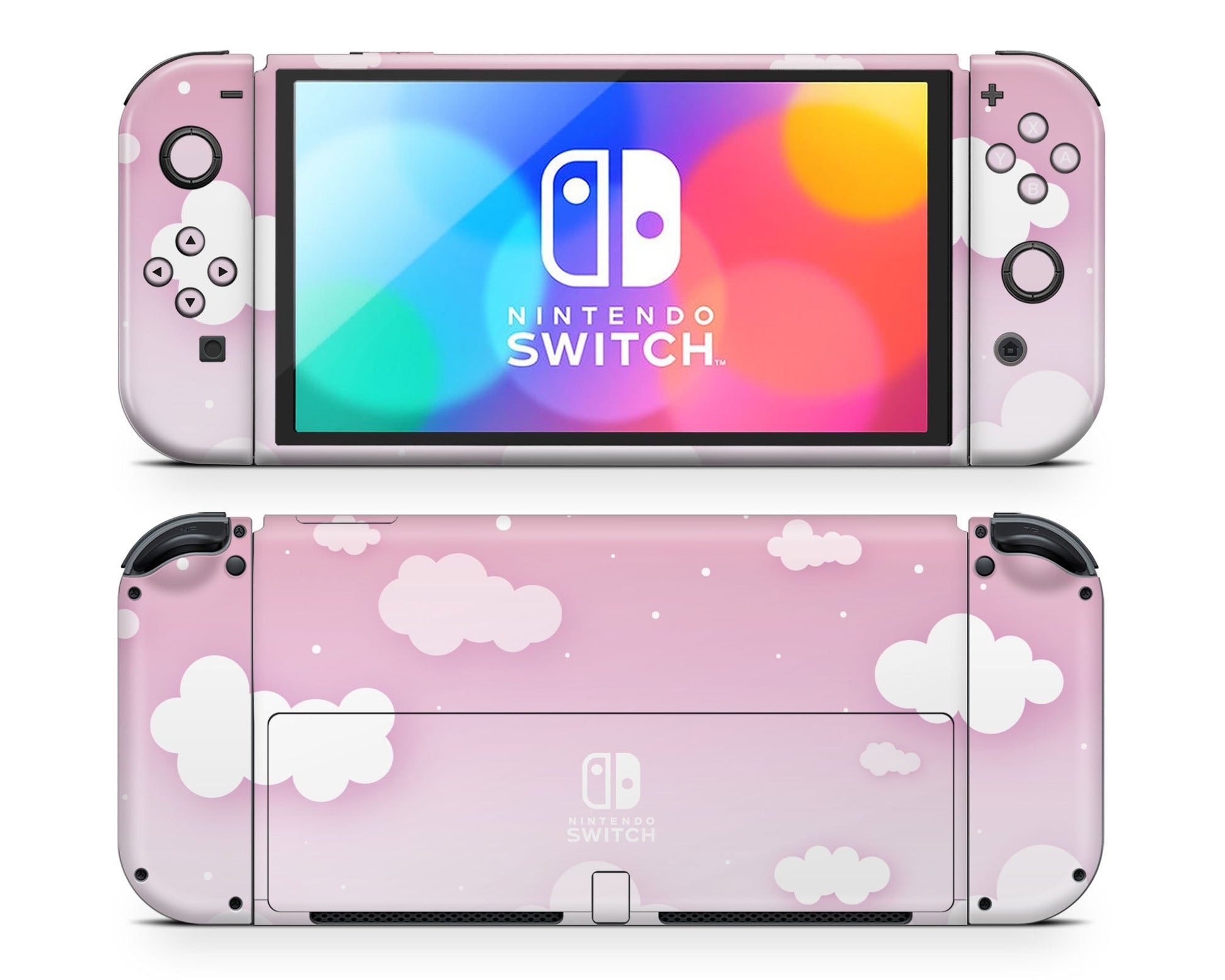 Lux Skins Nintendo Switch OLED Dreamy Pastel Pink Clouds Classic no logo Skins - Art Clouds Skin