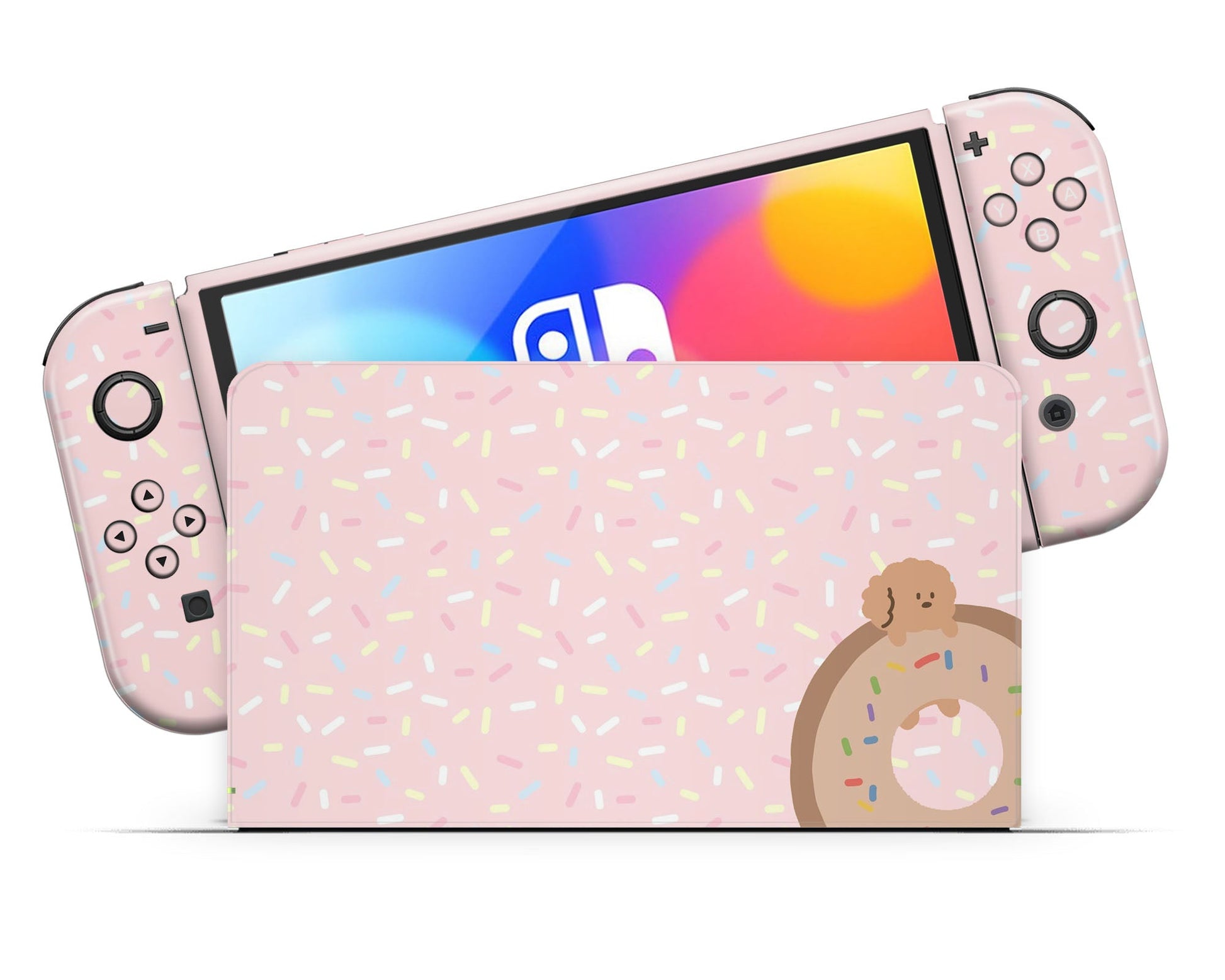 Lux Skins Nintendo Switch OLED Sweet Donut Puppy Full Set Skins - Art Animals Skin