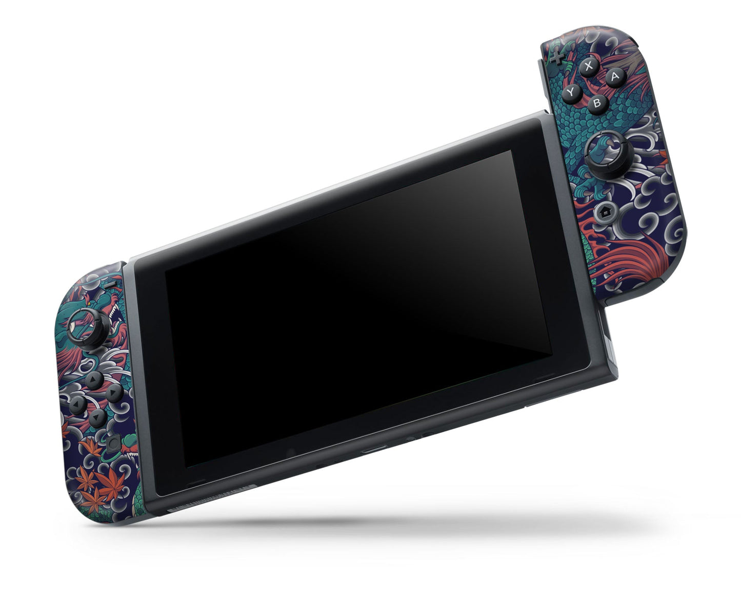 Lux Skins Nintendo Switch OLED Dragon Time Pattern Full Set +Tempered Glass Skins - Art Artwork Skin