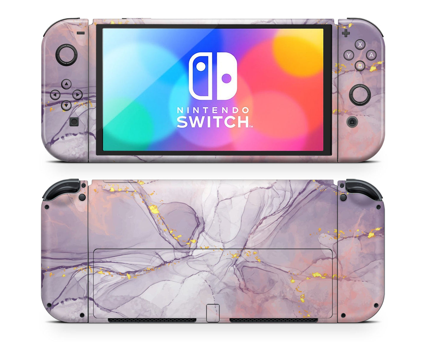 Lux Skins Nintendo Switch OLED Ethereal Purple Gold Marble Classic no logo Skins - Pattern Marble Skin