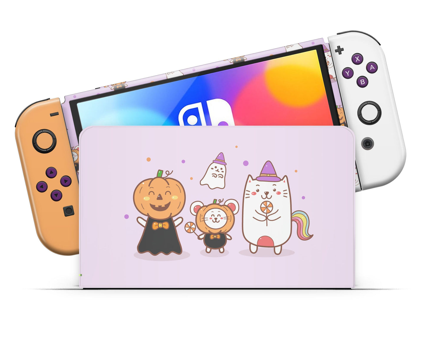 Lux Skins Nintendo Switch OLED Halloween Party Time Full Set Skins - Art Cute Skin