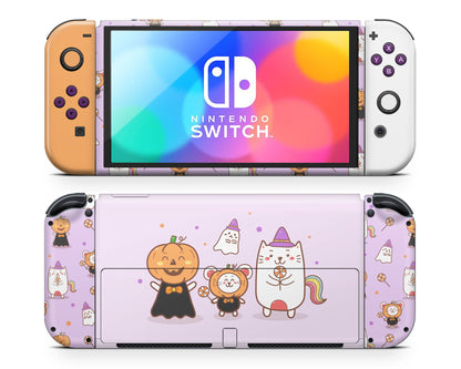 Lux Skins Nintendo Switch OLED Halloween Party Time Full Set Skins - Art Cute Skin