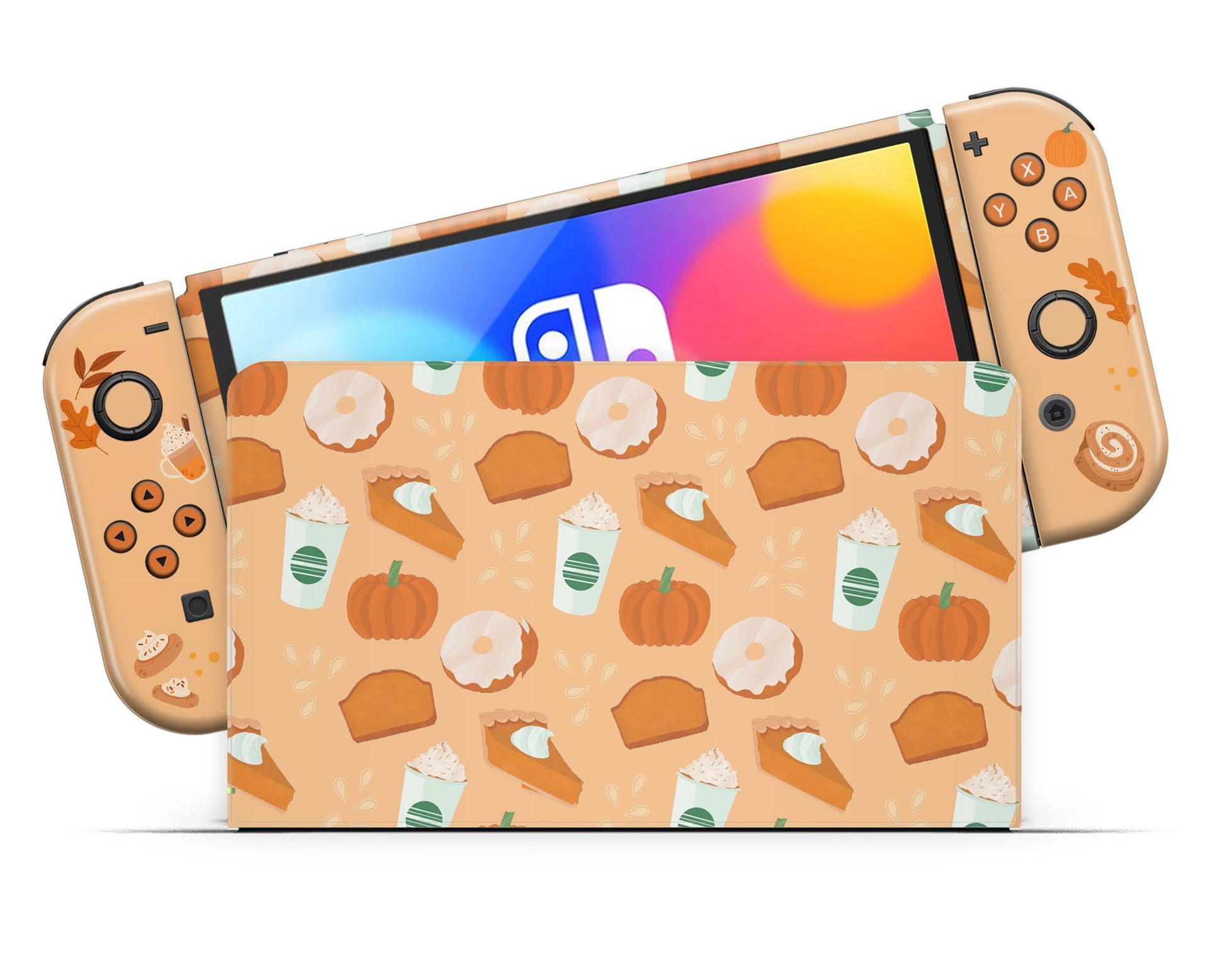 Lux Skins Nintendo Switch OLED Pumpkin Spice & Everything Nice Full Set Skins - Art Artwork Skin