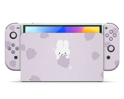 Lux Skins Nintendo Switch OLED Purple Lavender Bunny Rabbit Joycons Only Skins - Art Animals Skin