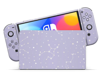 Lux Skins Nintendo Switch OLED Constellation Stargazing Purple Nintendo logo Skins - Pattern Galaxy Skin