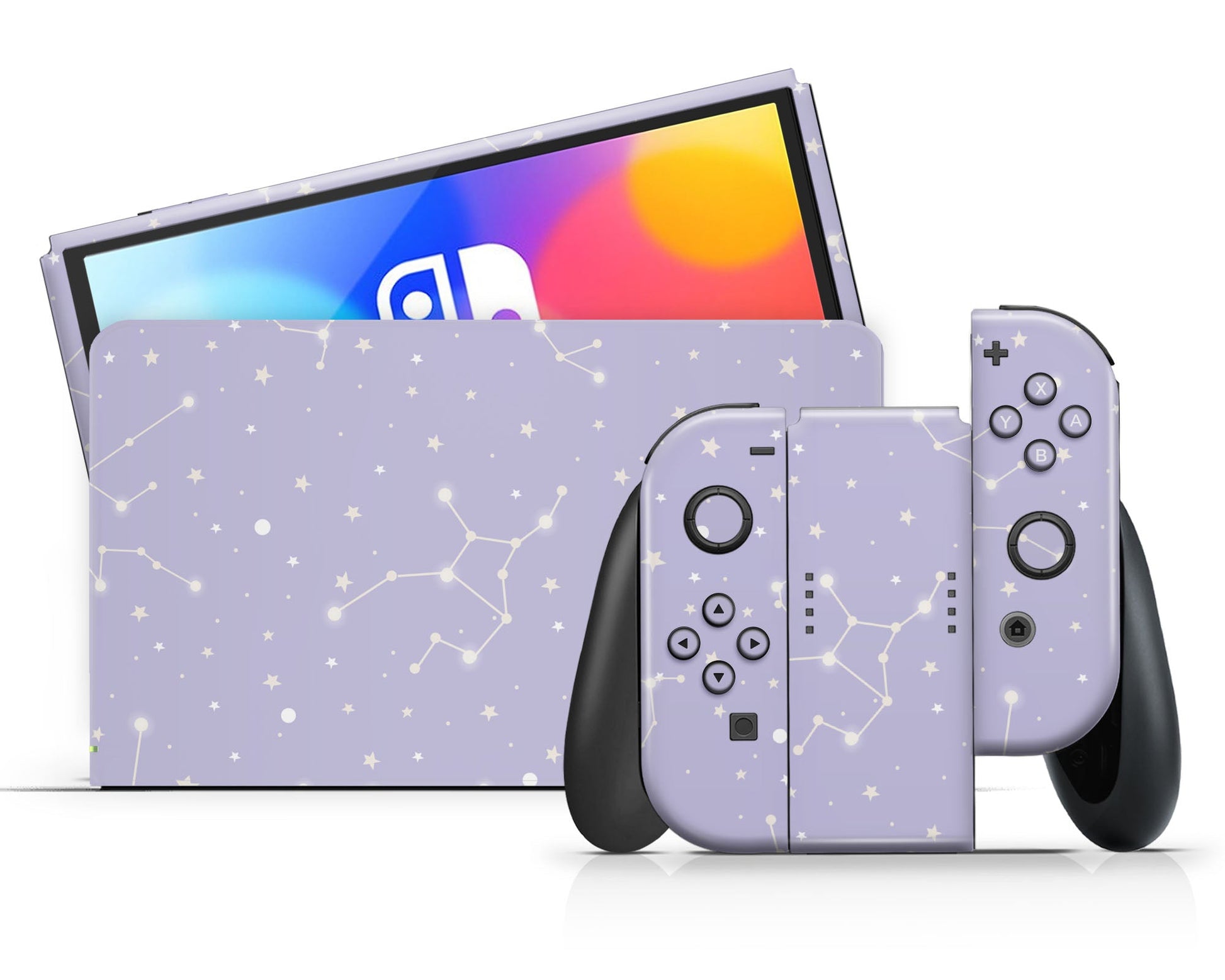 Lux Skins Nintendo Switch OLED Constellation Stargazing Purple Classic no logo Skins - Pattern Galaxy Skin