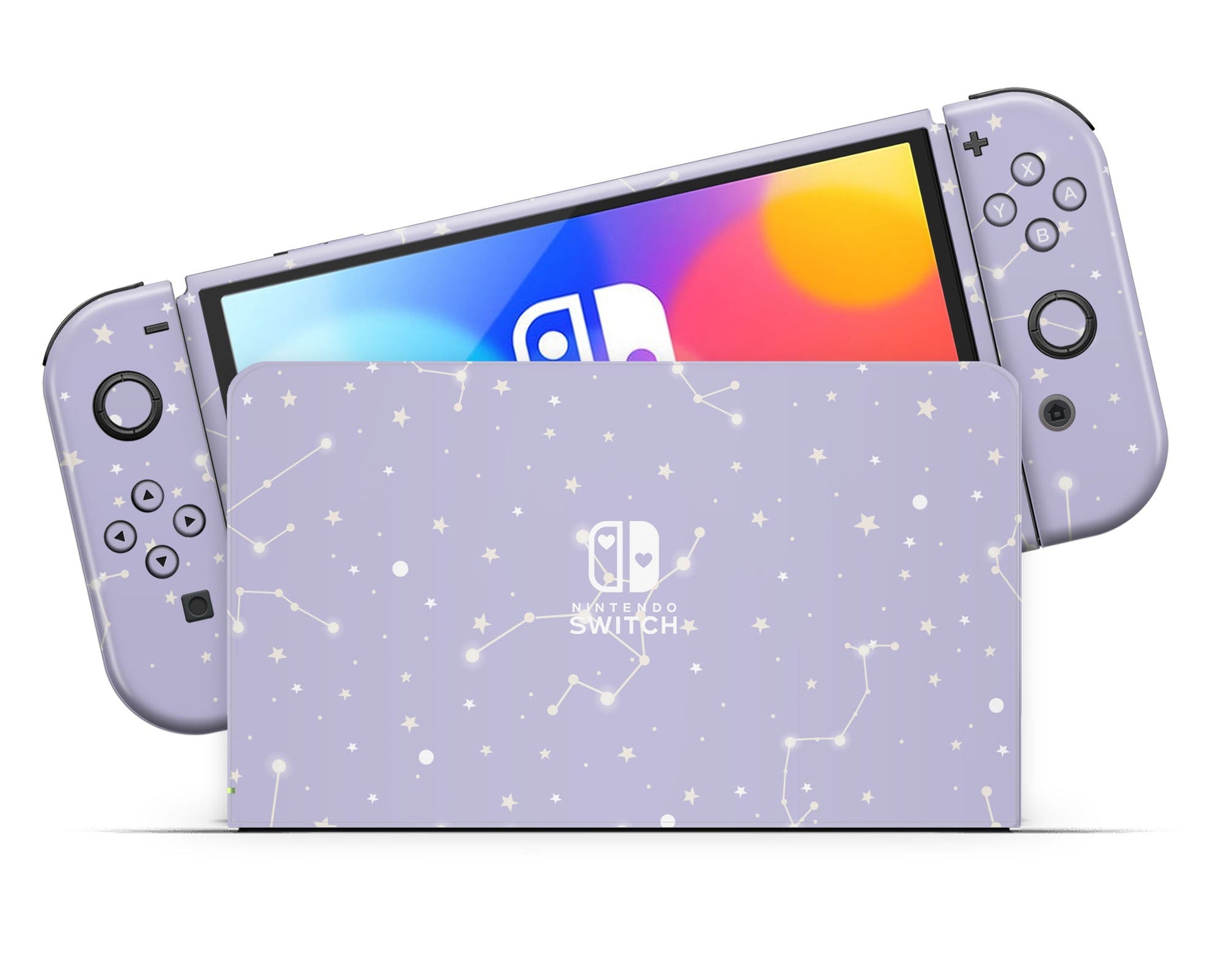 Lux Skins Nintendo Switch OLED Constellation Stargazing Purple Classic no logo Skins - Pattern Galaxy Skin