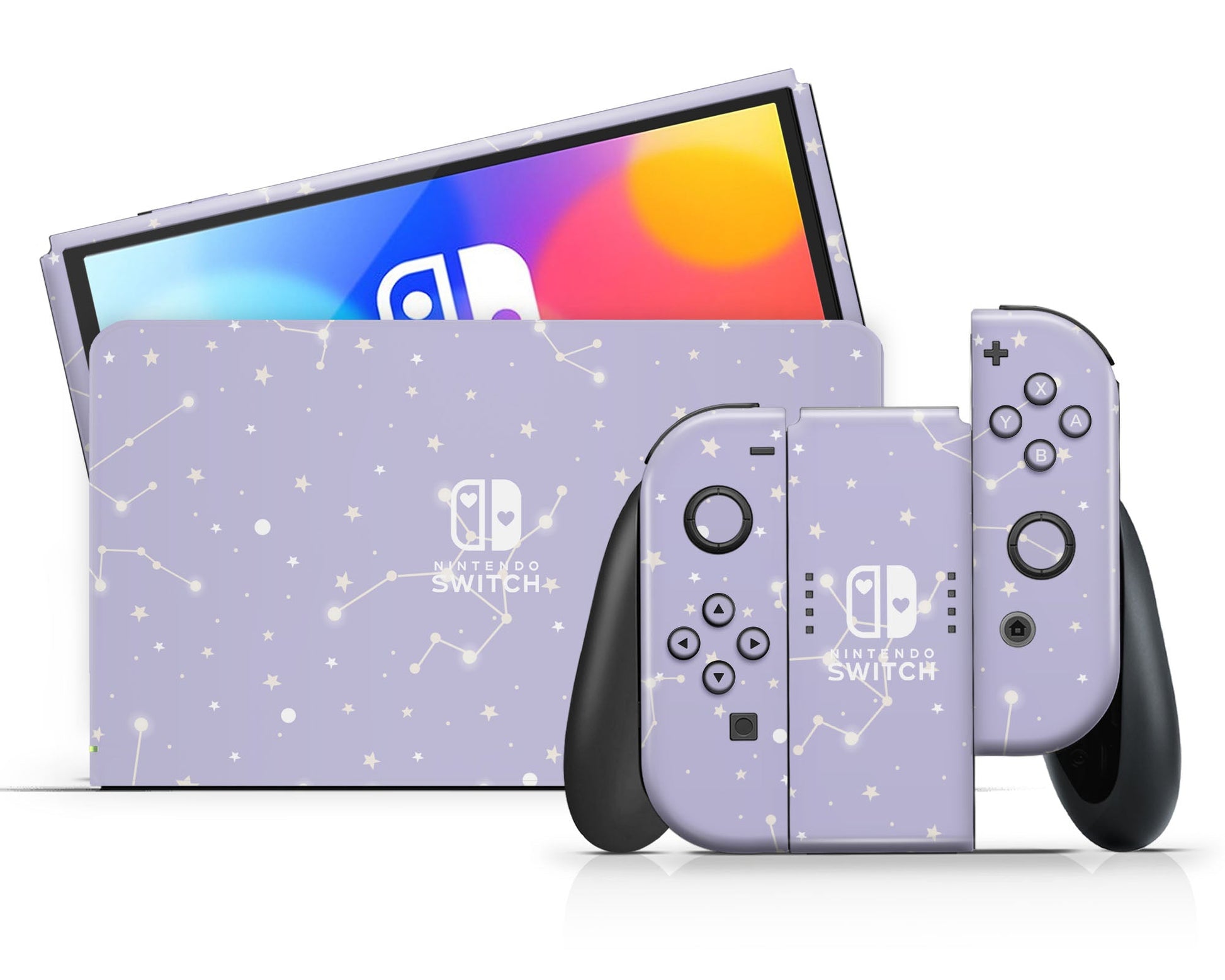 Lux Skins Nintendo Switch OLED Constellation Stargazing Purple Nintendo logo Skins - Pattern Galaxy Skin