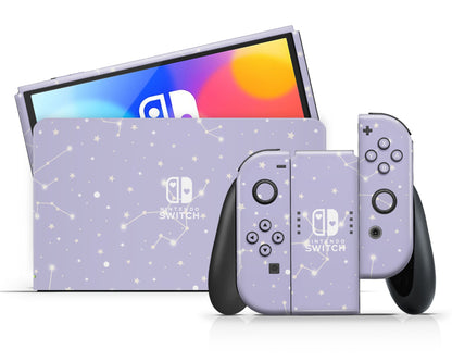 Lux Skins Nintendo Switch OLED Constellation Stargazing Purple Nintendo logo Skins - Pattern Galaxy Skin