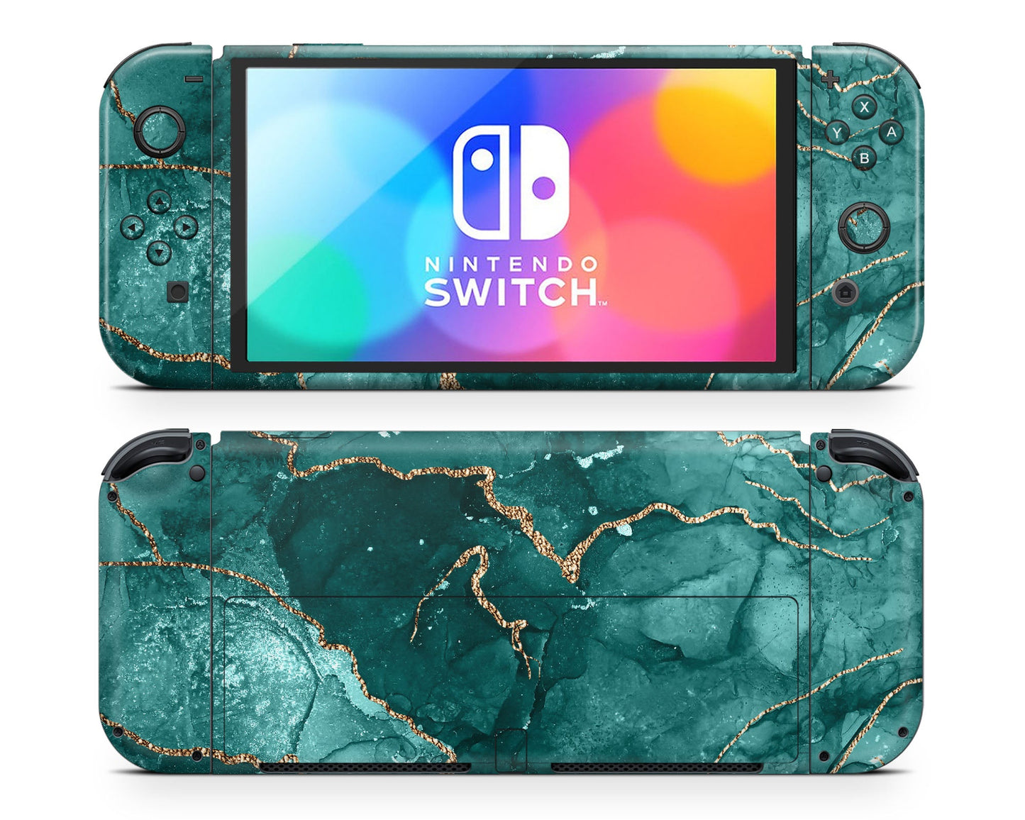 Lux Skins Nintendo Switch OLED Ethereal Green Marble Classic no logo Skins - Pattern Marble Skin