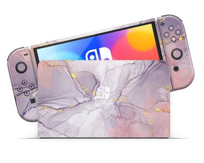 Lux Skins Nintendo Switch OLED Ethereal Purple Gold Marble Classic no logo Skins - Pattern Marble Skin