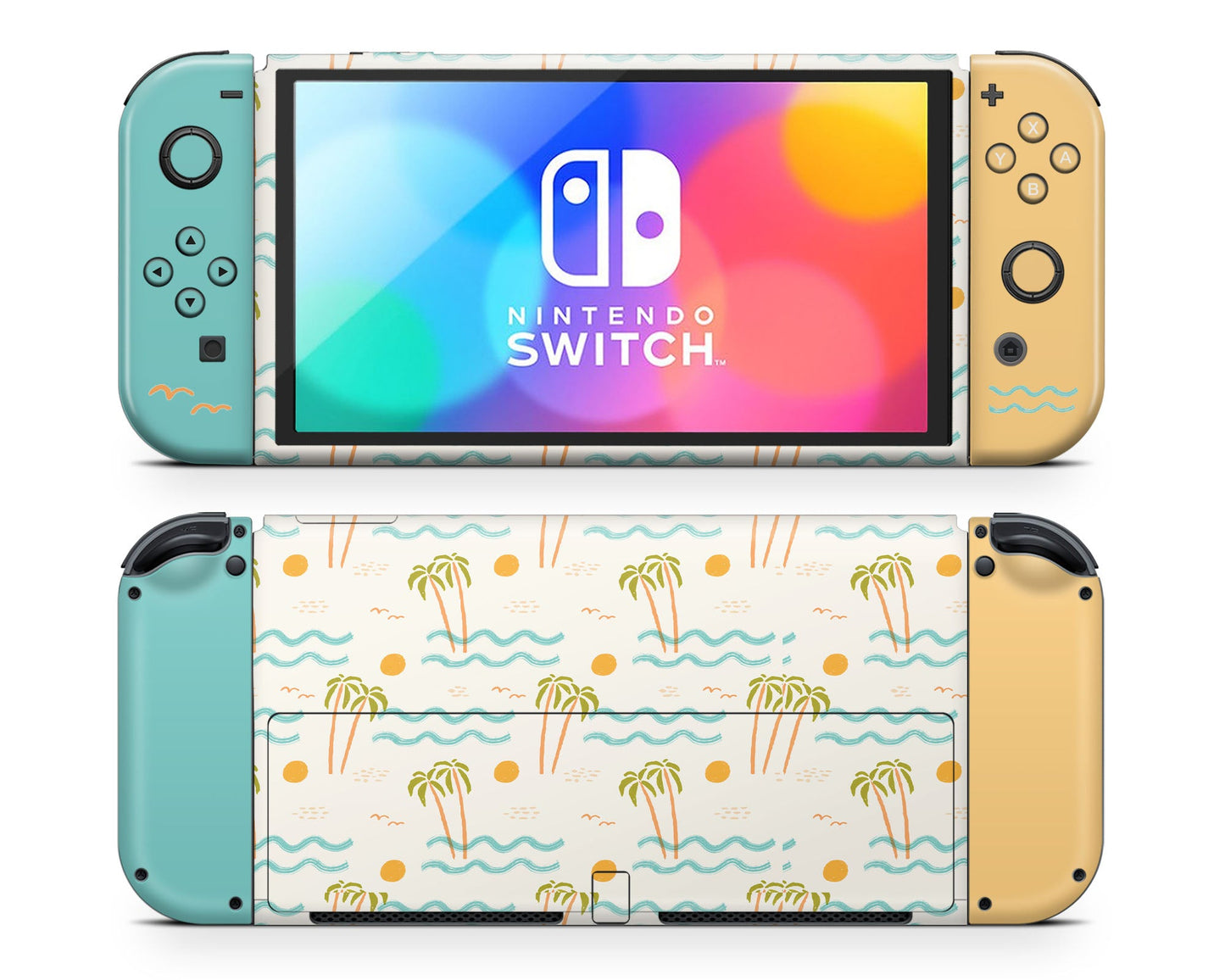 Lux Skins Nintendo Switch OLED Tropical Festival Palm Trees Full Set Skins - Art Floral Skin