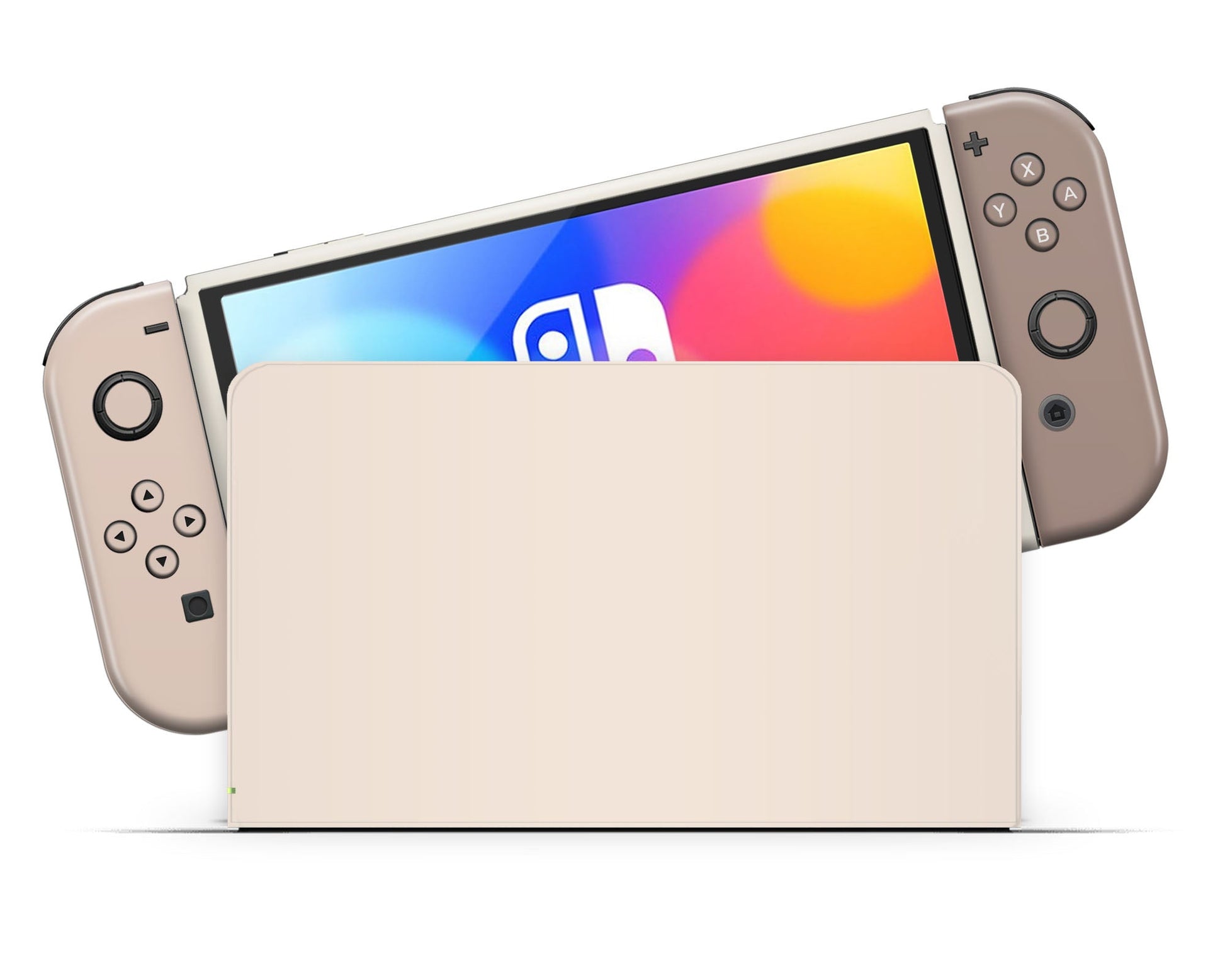 Lux Skins Nintendo Switch OLED Hazelnut Latte Nintendo logo Skins - Solid Colours Colour Blocking Skin