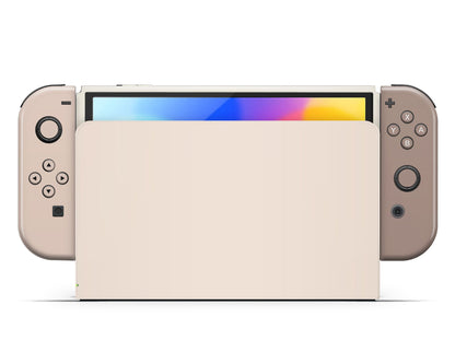 Lux Skins Nintendo Switch OLED Hazelnut Latte Hearts logo Skins - Solid Colours Colour Blocking Skin