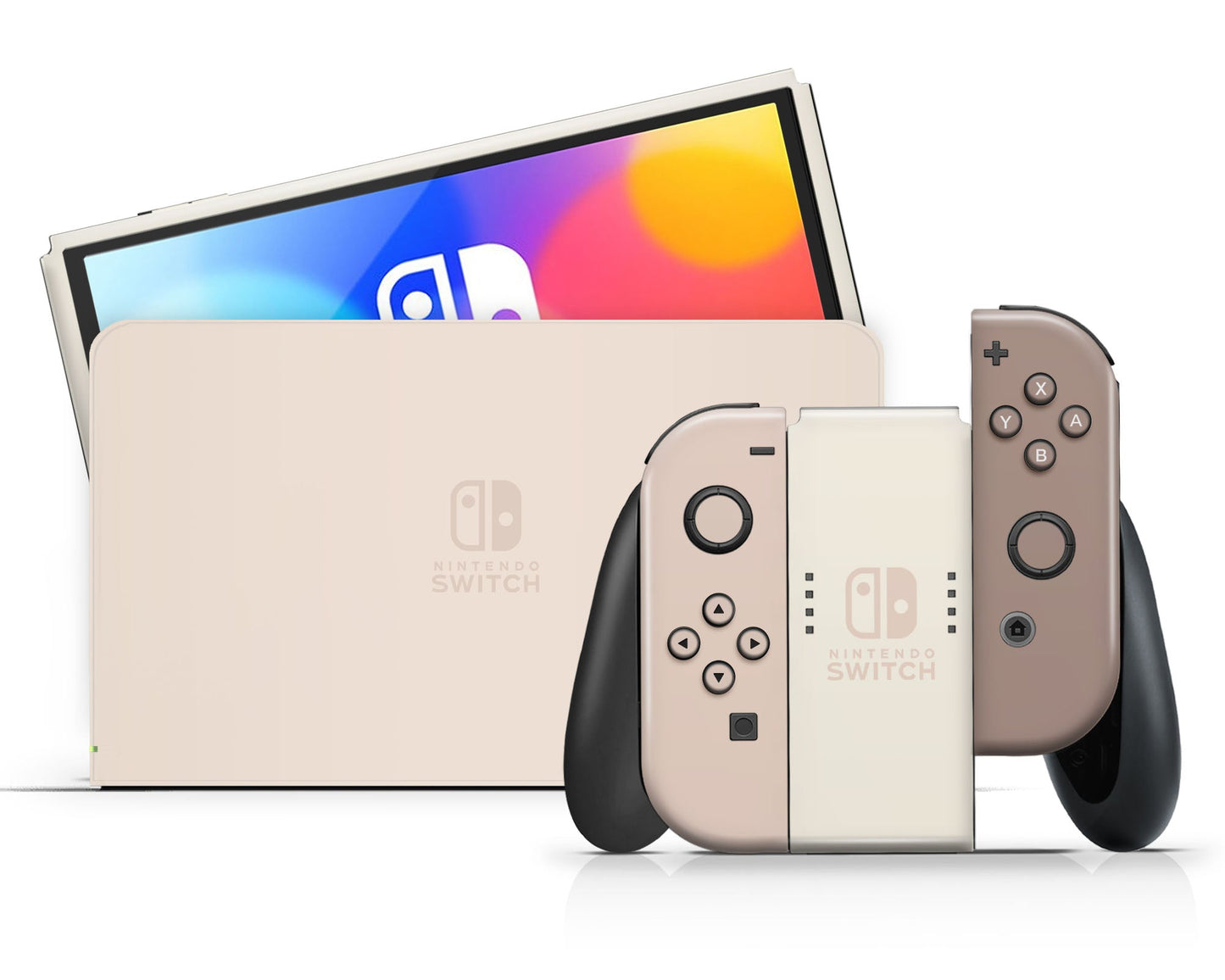 Lux Skins Nintendo Switch OLED Hazelnut Latte Classic no logo Skins - Solid Colours Colour Blocking Skin