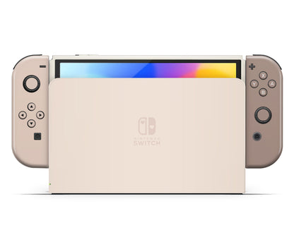 Lux Skins Nintendo Switch OLED Hazelnut Latte Nintendo logo Skins - Solid Colours Colour Blocking Skin