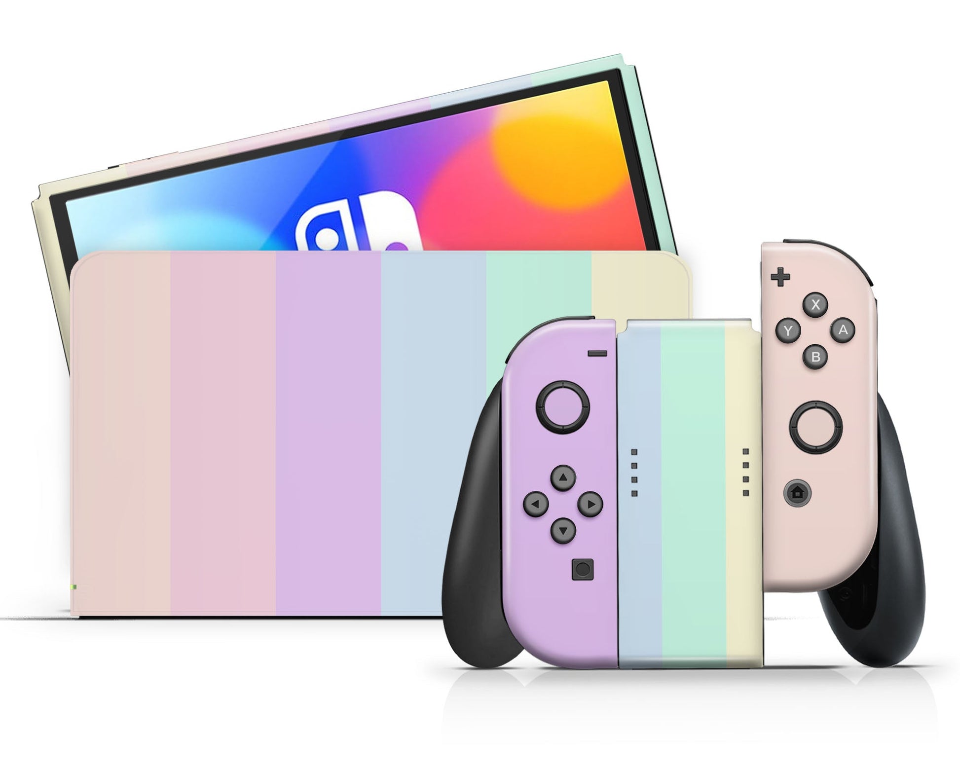 Lux Skins Nintendo Switch OLED Pastel Stripes Classic no logo Skins - Art  Skin