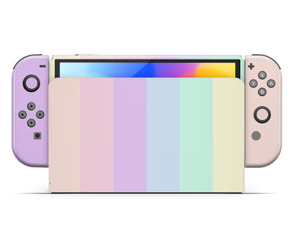 Lux Skins Nintendo Switch OLED Pastel Stripes Hearts logo Skins - Art  Skin