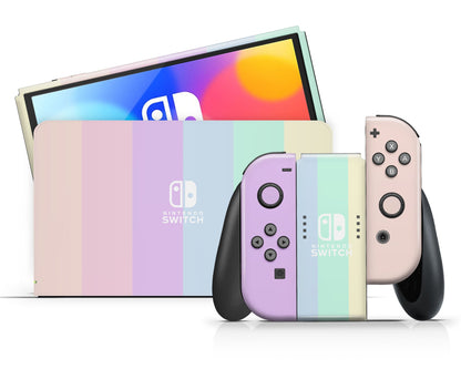 Lux Skins Nintendo Switch OLED Pastel Stripes Classic no logo Skins - Art  Skin