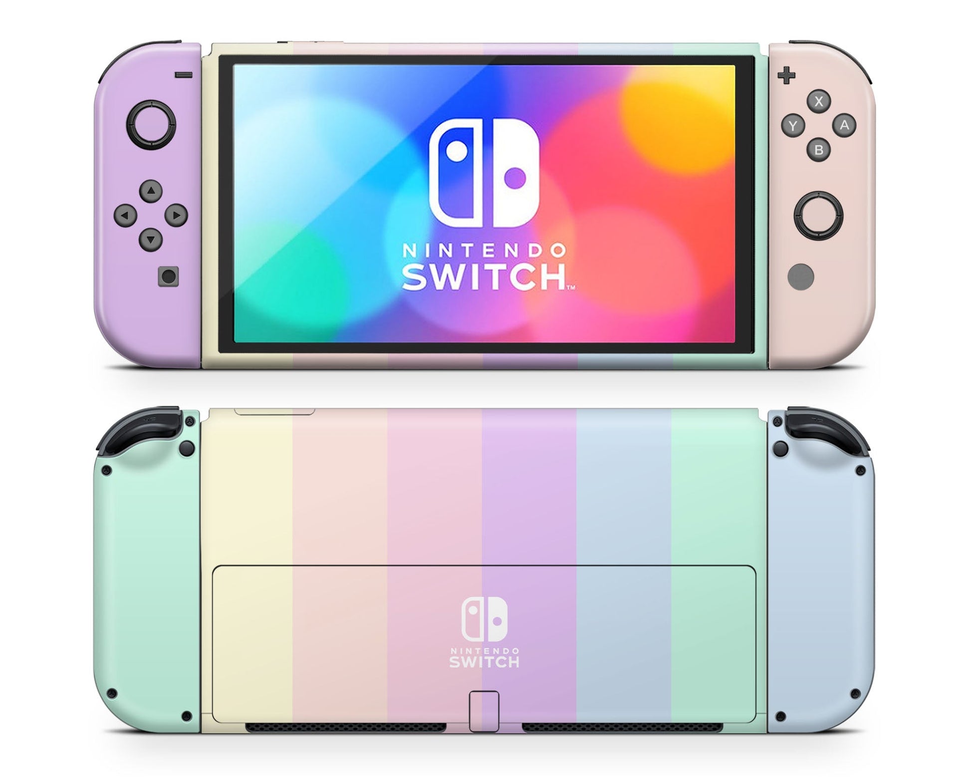 Lux Skins Nintendo Switch OLED Pastel Stripes Classic no logo Skins - Art  Skin