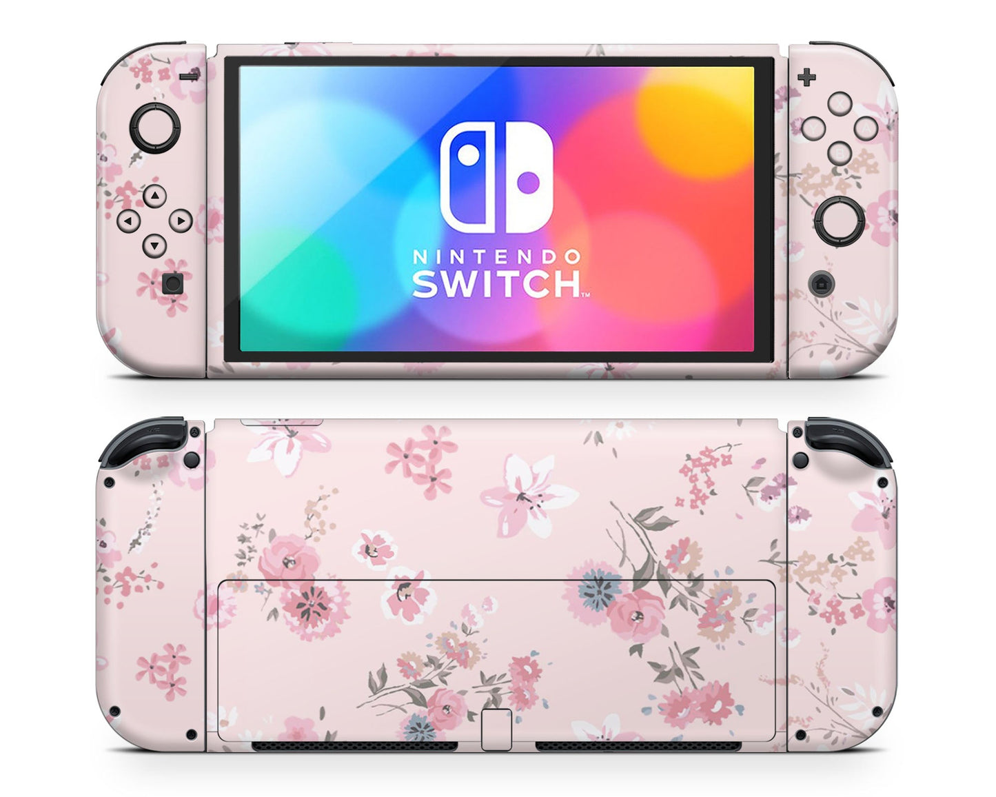 Lux Skins Nintendo Switch OLED Pretty Pink Flowers Classic no logo Skins - Art Floral Skin