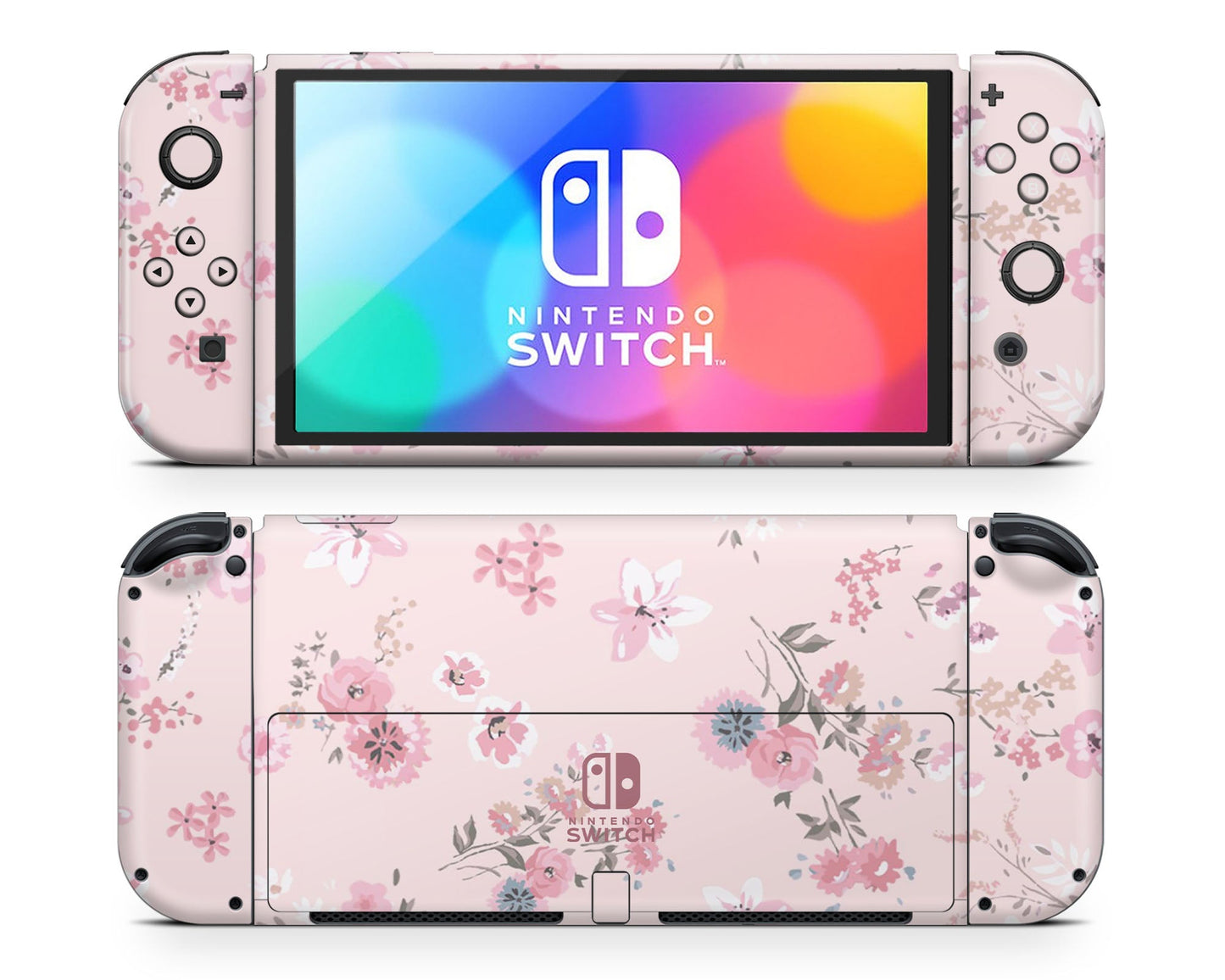 Lux Skins Nintendo Switch OLED Pretty Pink Flowers Classic no logo Skins - Art Floral Skin