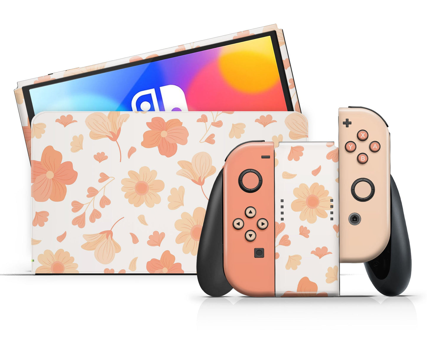 Lux Skins Nintendo Switch OLED Orange Spring Season Classic no logo Skins - Art Floral Skin