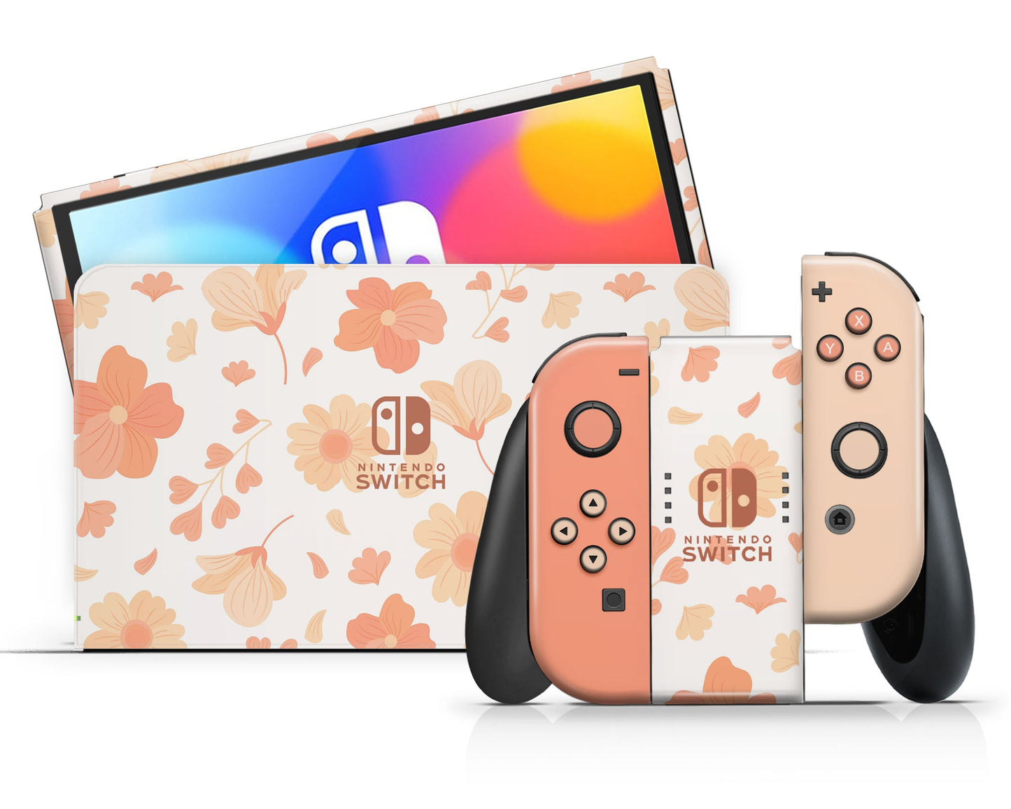 Lux Skins Nintendo Switch OLED Orange Spring Season Classic no logo Skins - Art Floral Skin