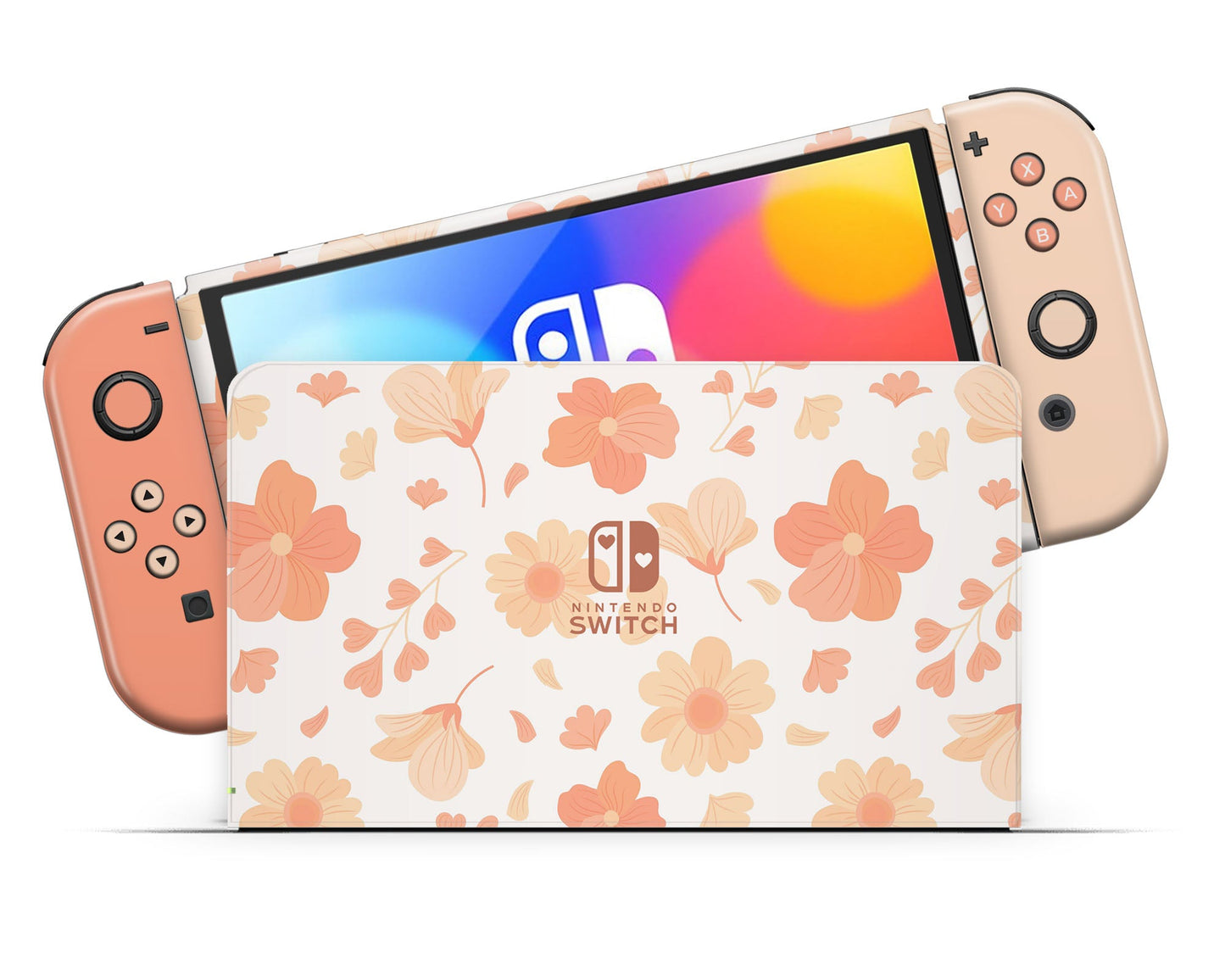 Lux Skins Nintendo Switch OLED Orange Spring Season Classic no logo Skins - Art Floral Skin