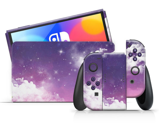 Lux Skins Nintendo Switch OLED Purple Night Clouds Classic no logo Skins - Art Clouds Skin