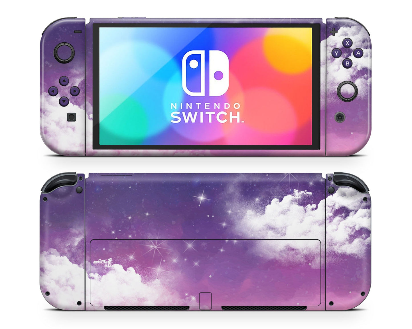 Lux Skins Nintendo Switch OLED Purple Night Clouds Classic no logo Skins - Art Clouds Skin