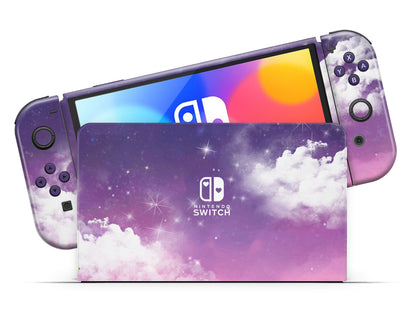 Lux Skins Nintendo Switch OLED Purple Night Clouds Classic no logo Skins - Art Clouds Skin