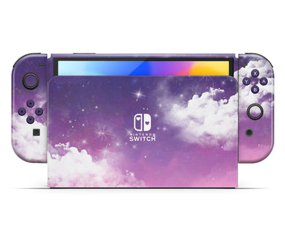 Lux Skins Nintendo Switch OLED Purple Night Clouds Nintendo logo Skins - Art Clouds Skin