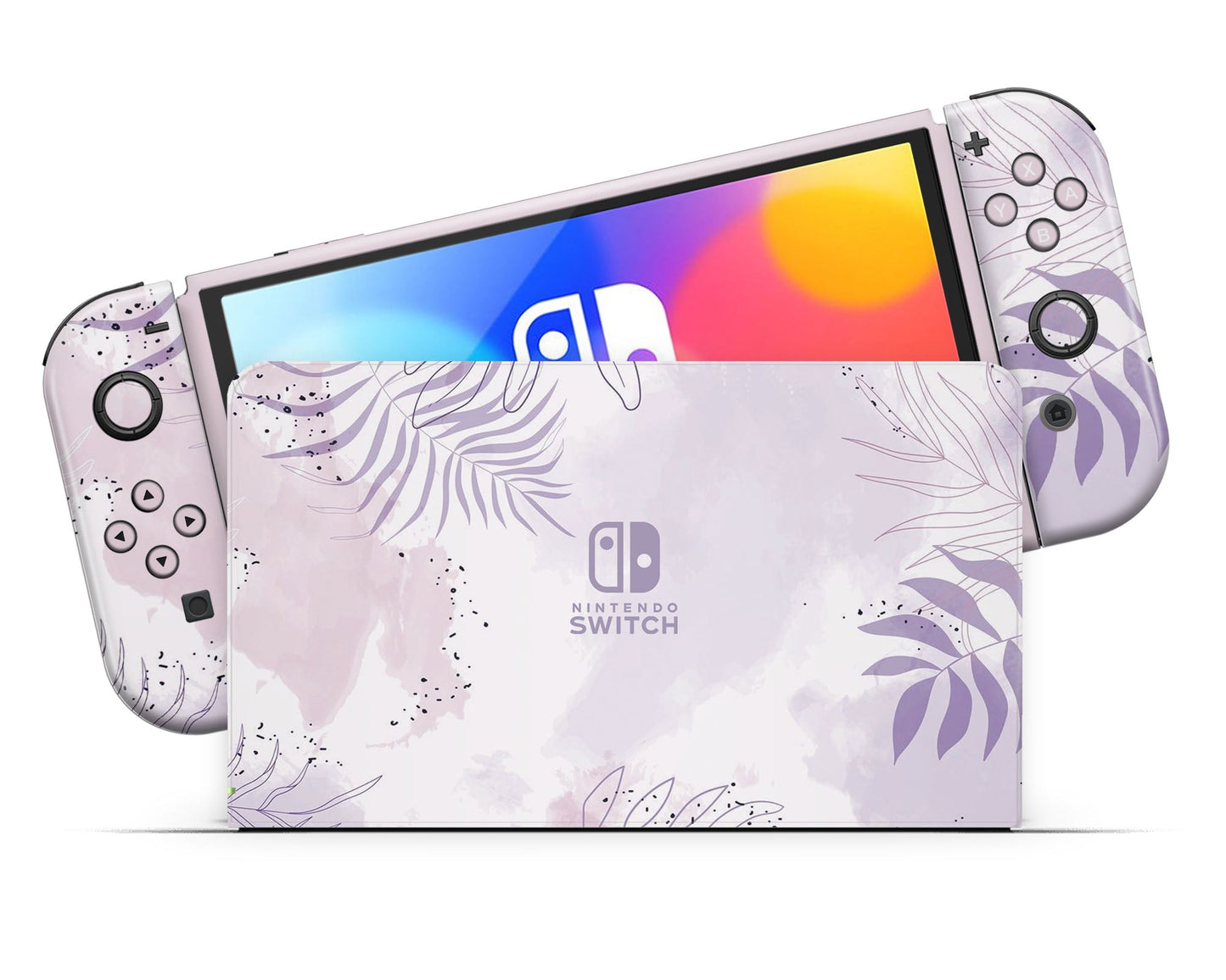 Lux Skins Nintendo Switch OLED Lavender Forest Party Nintendo logo Skins - Art Floral Skin