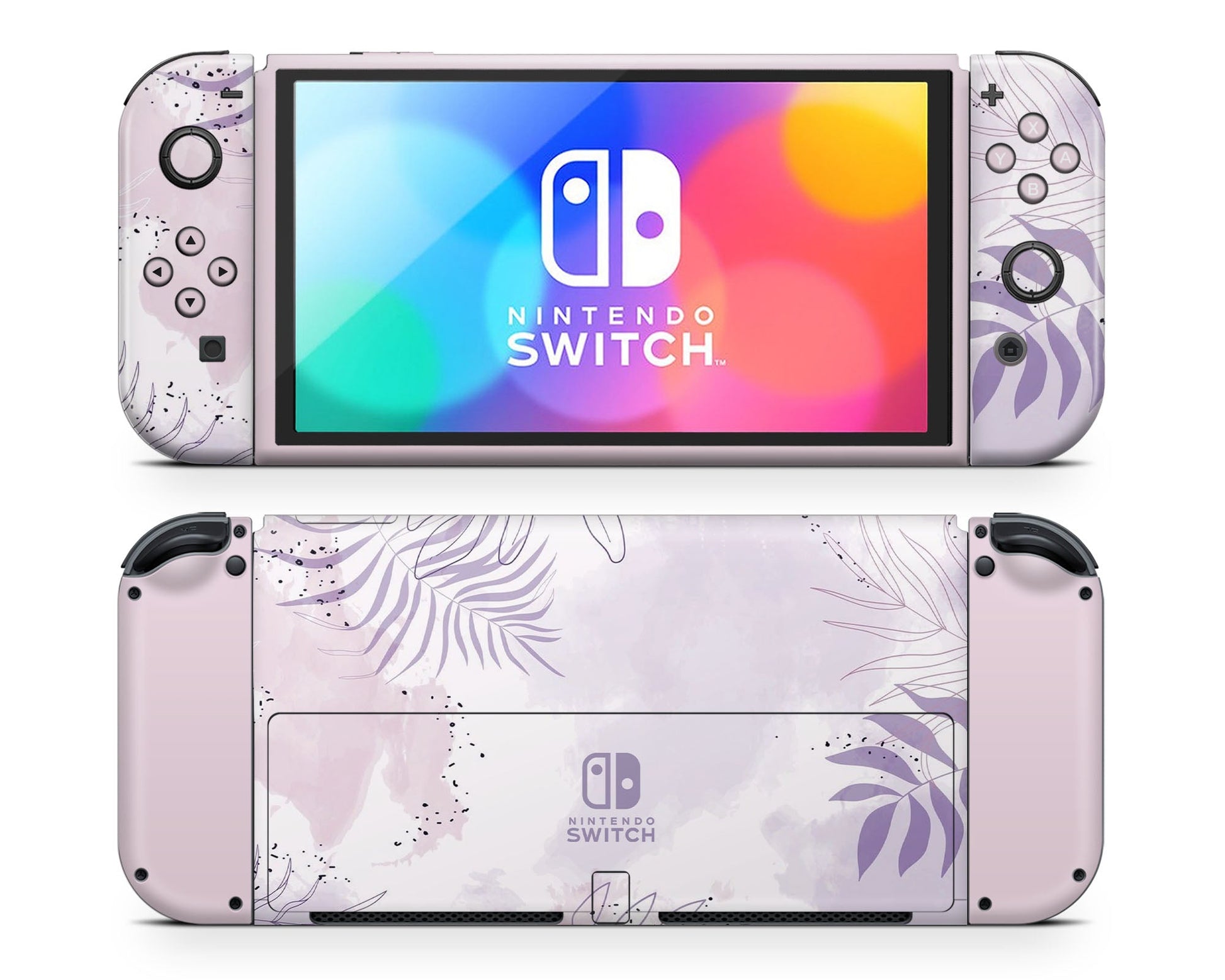 Lux Skins Nintendo Switch OLED Lavender Forest Party Classic no logo Skins - Art Floral Skin