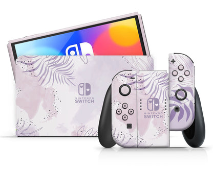 Lux Skins Nintendo Switch OLED Lavender Forest Party Nintendo logo Skins - Art Floral Skin