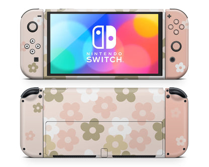 Retro Parisian Pink Floral Nintendo Switch OLED Skin