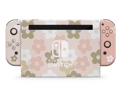 Retro Parisian Pink Floral Nintendo Switch Skin