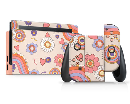 70s Groovy Floral Nintendo Switch Skin