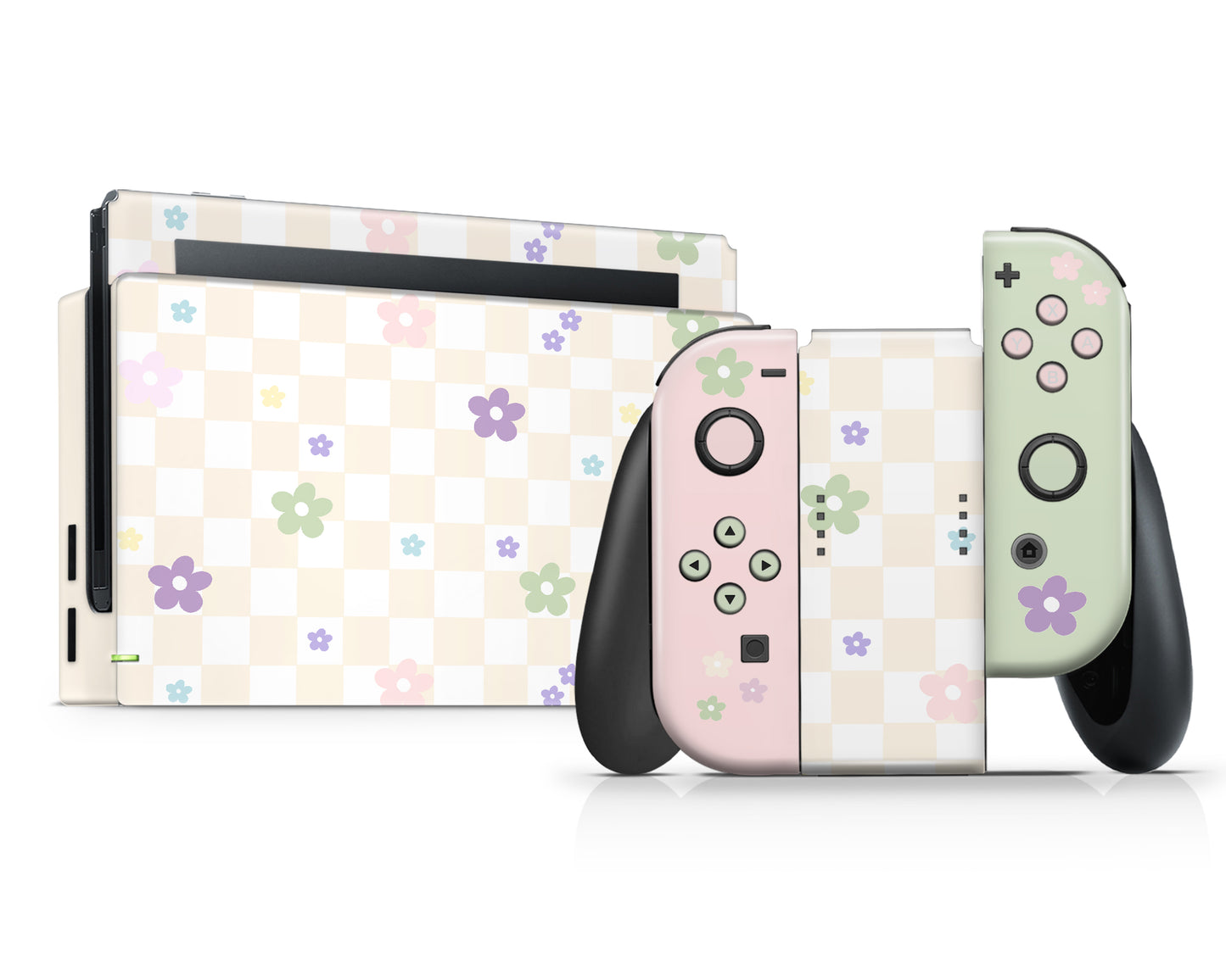 Pastel Yellow Retro Danish Pastel Flower Nintendo Switch Skin