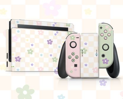 Pastel Yellow Retro Danish Pastel Flower Nintendo Switch Skin