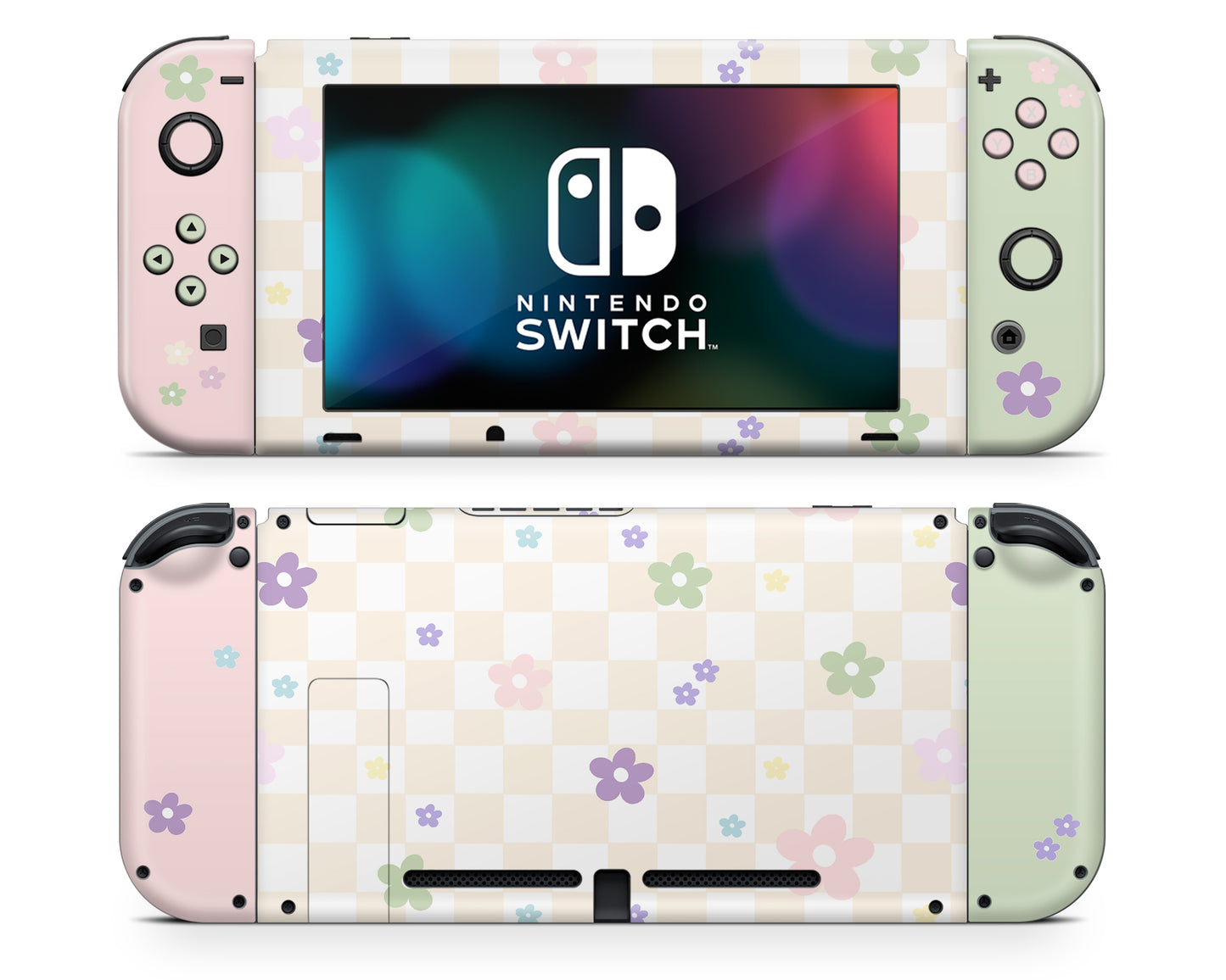 Pastel Yellow Retro Danish Pastel Flower Nintendo Switch Skin