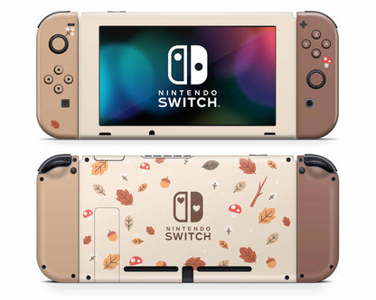 Cute Mushroom Leaves Nintendo Switch Skin