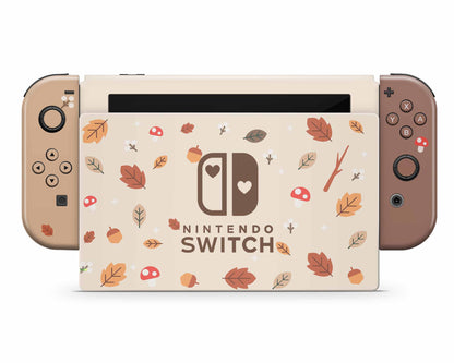 Cute Mushroom Leaves Nintendo Switch Skin